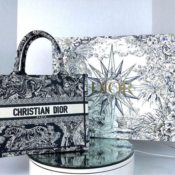 Christian Dior Book Tote Toile Canvas Bag Navy Small CHANEL bag & chanel wallet - Picture 7 of 13